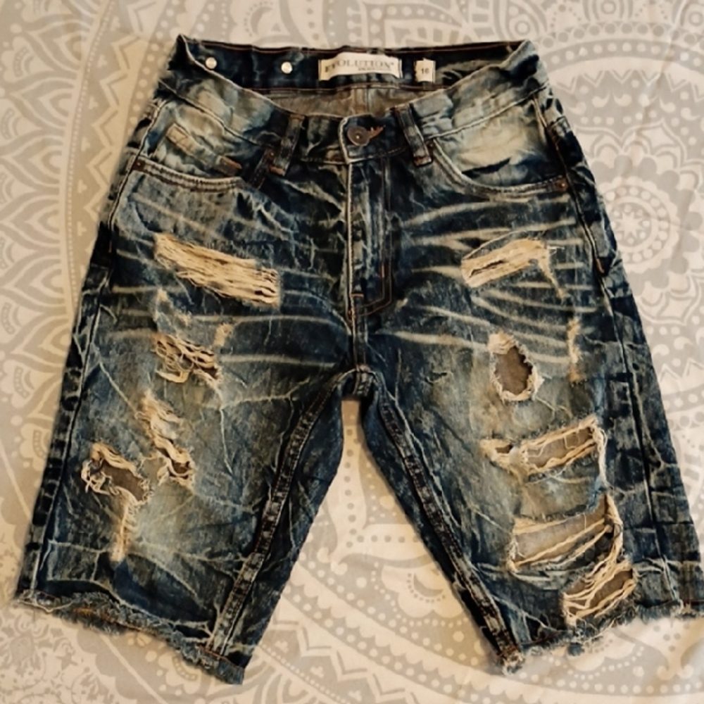 Distressed Denim Shorts